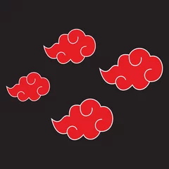 Behangcirkel Abstract red cloud pattern isolated on black background. Great for fashion prints. © riky