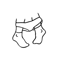 legs in socks with panties down in doodle style - hand drawn vector illustration. concept in the toilet