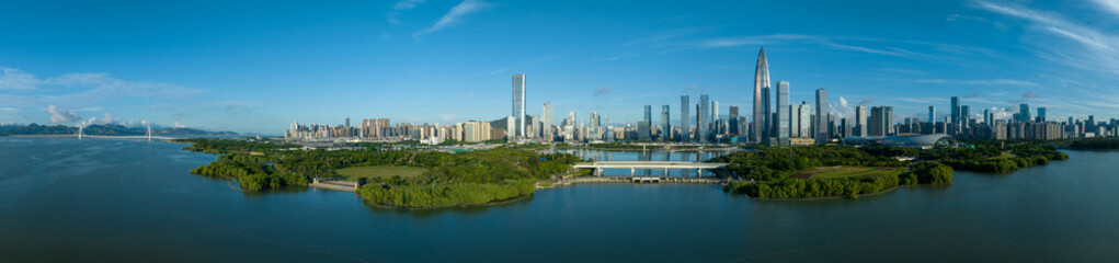 Fototapeta na wymiar Shenzhen ,China - Circa 2022: Aerial view of landscape in Shenzhen city,China