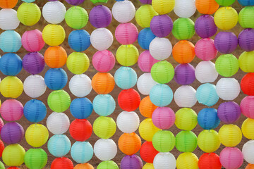 Colorful round paper lantern background.