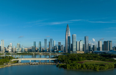 Fototapeta na wymiar Shenzhen ,China - Circa 2022: Aerial view of landscape in Shenzhen city,China