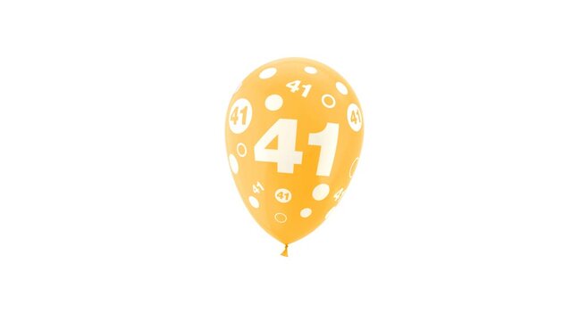 41 Years Old. Birthday Celebration Balloon. Loop Animation. With Green Screen and Alpha Matte Channel.