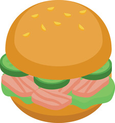 Beef burger icon isometric vector. American food. Bun meat