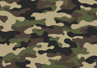Fototapeta premium Camouflage seamless pattern military texture. Abstract modern endless camo backgound. Fabric textile print template. Vector illustration.