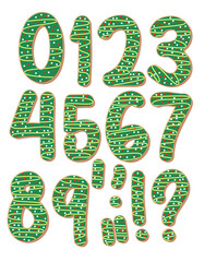 Christmas Tree Red Velvet Xmas Sugar Cookie Numbers and Punctuation Set ~ A Pack decorated for the holidays in bubble letter font typography 
