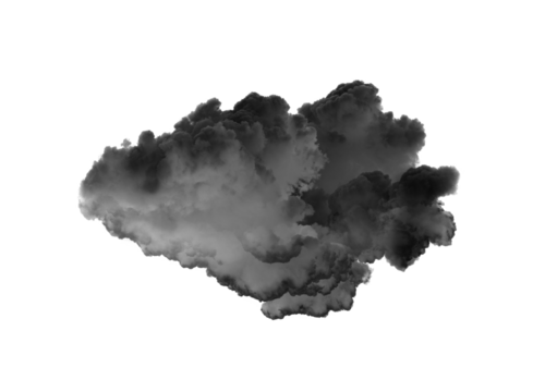 Black clouds or smoke isolated on trransparent png