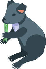 Koala eat leaf icon isometric vector. Cute bear. Animal baby