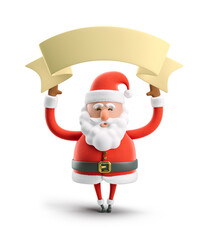3d Illustration. Cartoon character Santa Claus. Christmas card. 