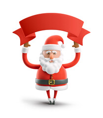 3d Illustration. Cartoon character Santa Claus. Christmas card. 