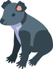 Black koala icon isometric vector. Cute bear. Tree native