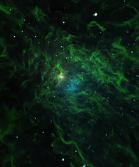 Deep dark green space background with stars