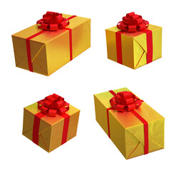 Set of Christmas and Birthday gift boxes, 3d illustration