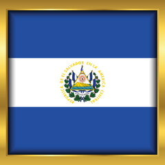 El Salvador Flag, El Salvador flag golden square button,Vector illustration eps10.	