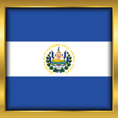 Fototapeta premium El Salvador Flag, El Salvador flag golden square button,Vector illustration eps10. 