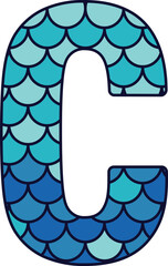 Mermaid Alphabet Letter Capital C