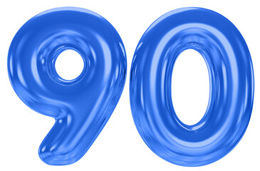 Number 90 Blue Balloon 3d