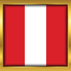 Naklejka premium Peru Flag,Peru flag golden square button,Vector illustration eps10. 