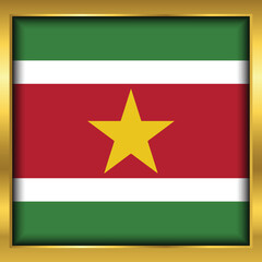 Obraz premium Suriname Flag,Suriname flag golden square button,Vector illustration eps10. 
