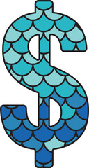 Mermaid Symbol Alphabet Dollar Monney Currency