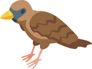 Cute sparrow icon isometric vector. Tree bird. Branch fly
