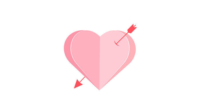 Pink heart with an arrow. Valentine's day.