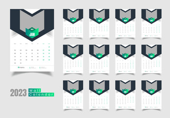 Wall Calendar 2023 Template Design, Calendar Design 2023