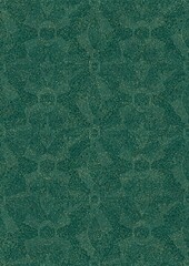 Hand-drawn unique abstract seamless ornament. Light green on a darker cold green background, with splatters of golden glitter. Paper texture. Digital artwork, A4. (pattern: p05e) - obrazy, fototapety, plakaty