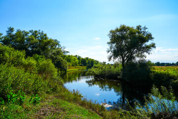 View of the Leine with the surrounding nature on the banks of the river.
