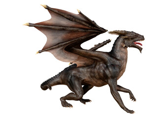 3D Rendering Fairy Tale Dragon on White