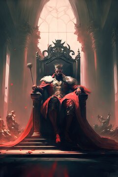 Premium AI Image  A dark fantasy art style image of a king sitting on a  throne.