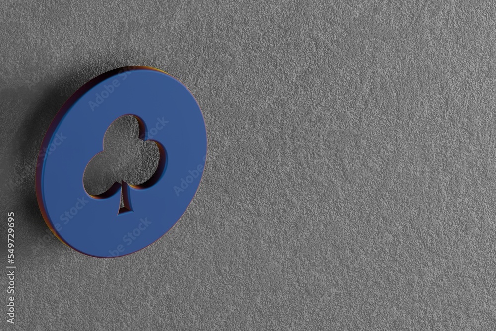 Aufkleber Beautiful abstract illustrations Blue Club Chip symbol icons on a wall background. 3d rendering illustration. Background pattern for design.
