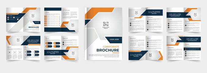 Fototapeta na wymiar 16 Pages modern corporate business brochure template design