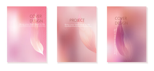 Set of 3  cover templates with bright gradient backgrounds in modern style. For brochures, booklets, branding, social media and other projects. Just add your title and description.