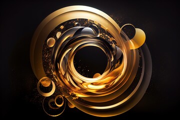 Abstract golden circle ring, swirl in the background wallpaper