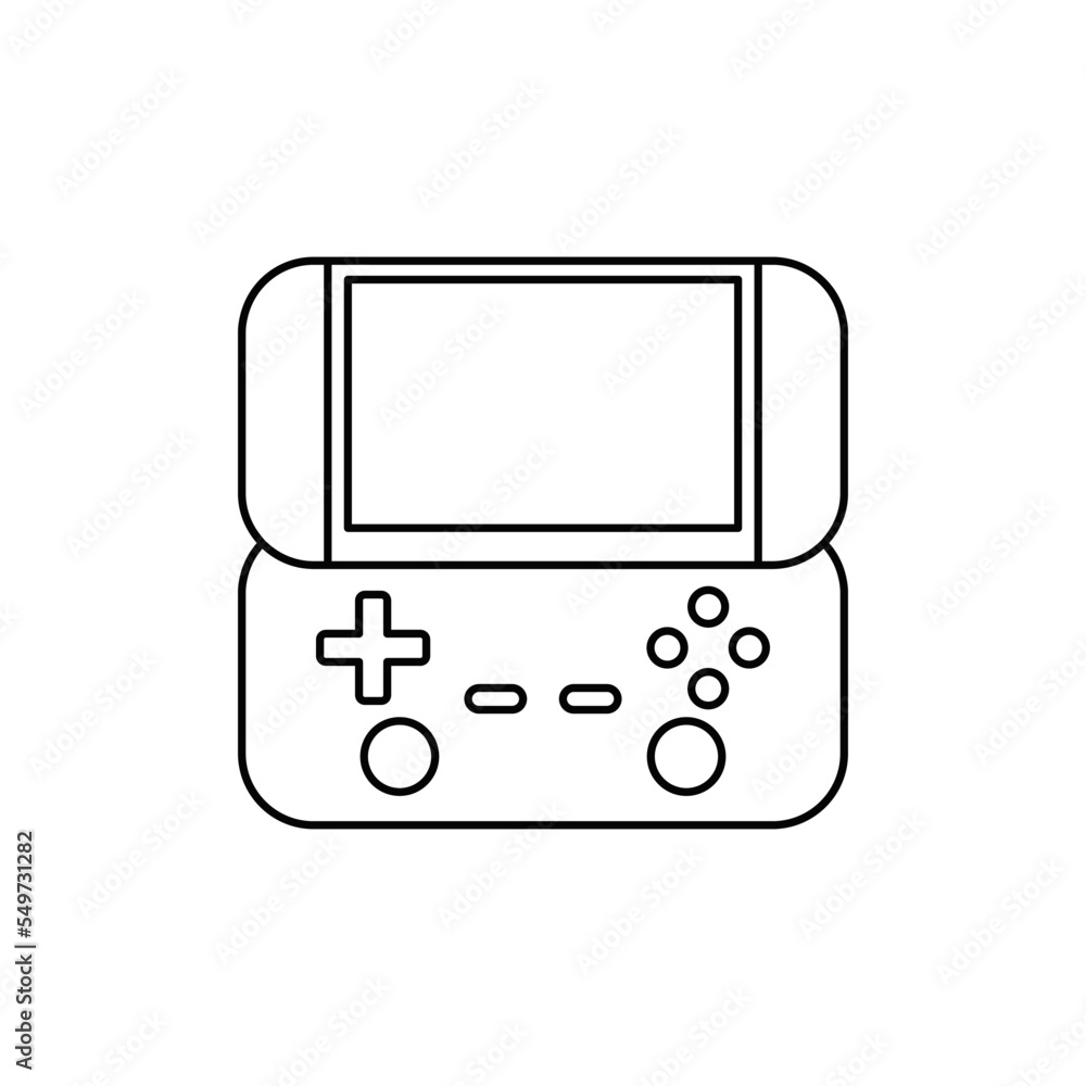 Poster portable game console icon in line style icon, isolated on white background