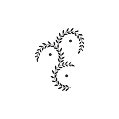 leaf ornament decoration black design vector