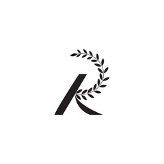 R letter logo illustration natural leaf design vector