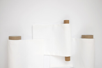 White cotton Fabric Rolls Mockup	
