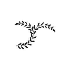 flower leaf initial Y ornament logo design element vector
