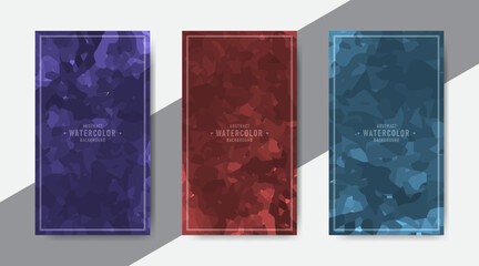 Colorful watercolor stains background design collection for social media template and stories