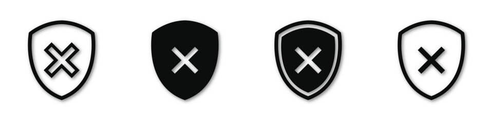 Obraz premium Shield check mark icon set. Protection approve sign. Safe icon. Tick and cross icons. Vector illustration on a white background.