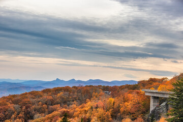 Autumn drive along the Blue Ridge Parkway in North Carolina