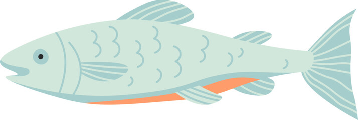 Seafood flat icon Fresh fish packaged food