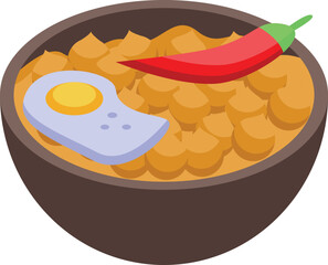 Egg pepper food icon isometric vector. Tunisia tourism. Holiday house