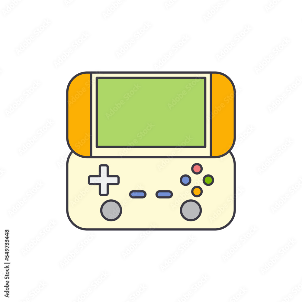 Poster portable game console icon in color, isolated on white background