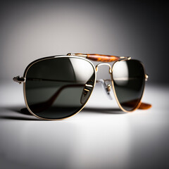 Aviator sunglasses isolated on white background vingette