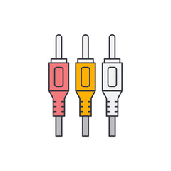 RCA cable icon in color, isolated on white background 