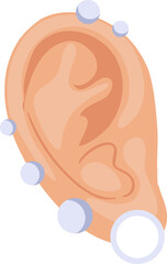 Ear with silver accessory flat icon Titanium piercing