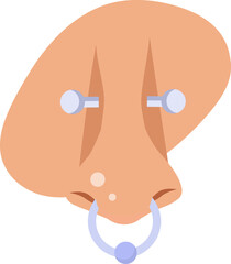Nose piercing flat icon Stylish silver accessory