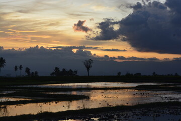 sunset over the lake